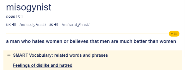 Định nghĩa thứ nhất về Misogynist