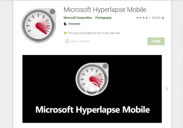 Ứng dụng Microsoft Hyperlapse