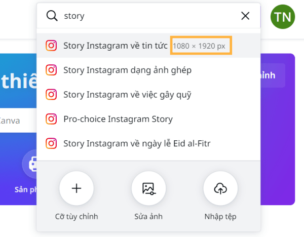 Kích thước chuẩn Story Instagram