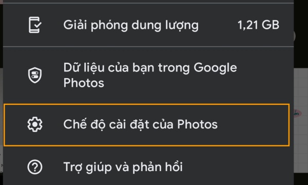 Cài đặt sao lưu Google Photos