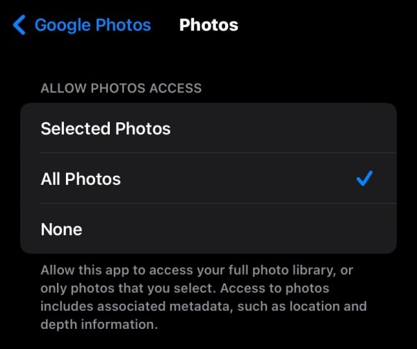 Cho phép Google Photos truy cập tất cả ảnh