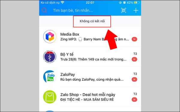 Zalo báo không có kết nối Zalo báo không có kết nối