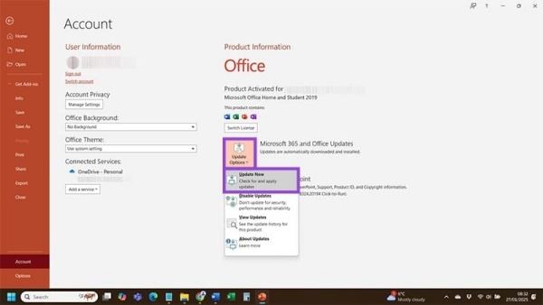 Cách 2: Cập nhật PowerPoint Cách 2: Cập nhật PowerPoint